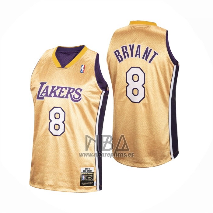 Camiseta Los Angeles Lakers Kobe Bryant NO 8 Primera Mitchell & Ness Oro